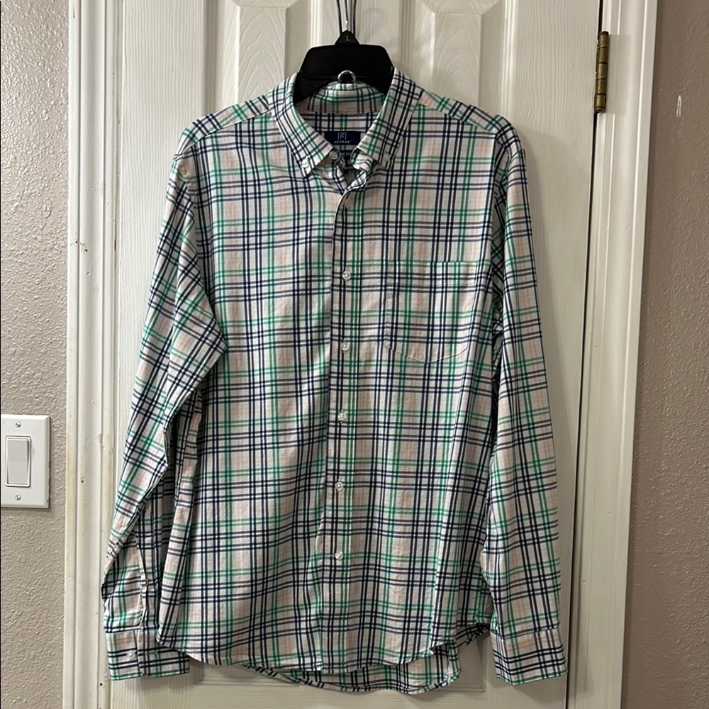 Men's Plaid Shirt - Green and Blue